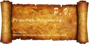 Praschek Vincencia névjegykártya